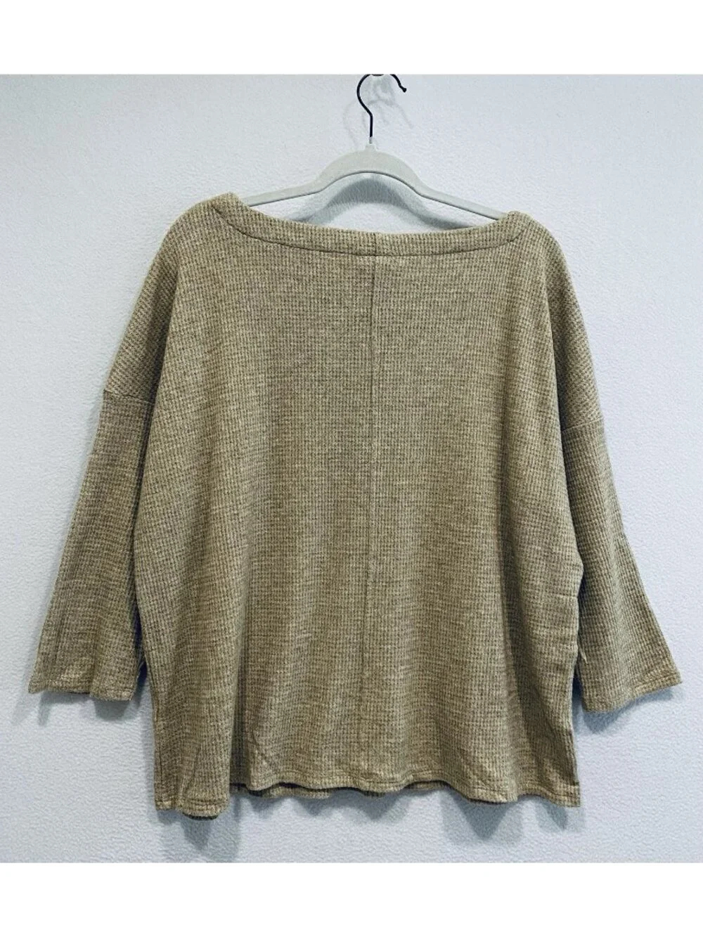 J Jill Wearever Collection Top Womens Large Camel Tan Waffle Knit Boat Neck - Picture 3 of 7